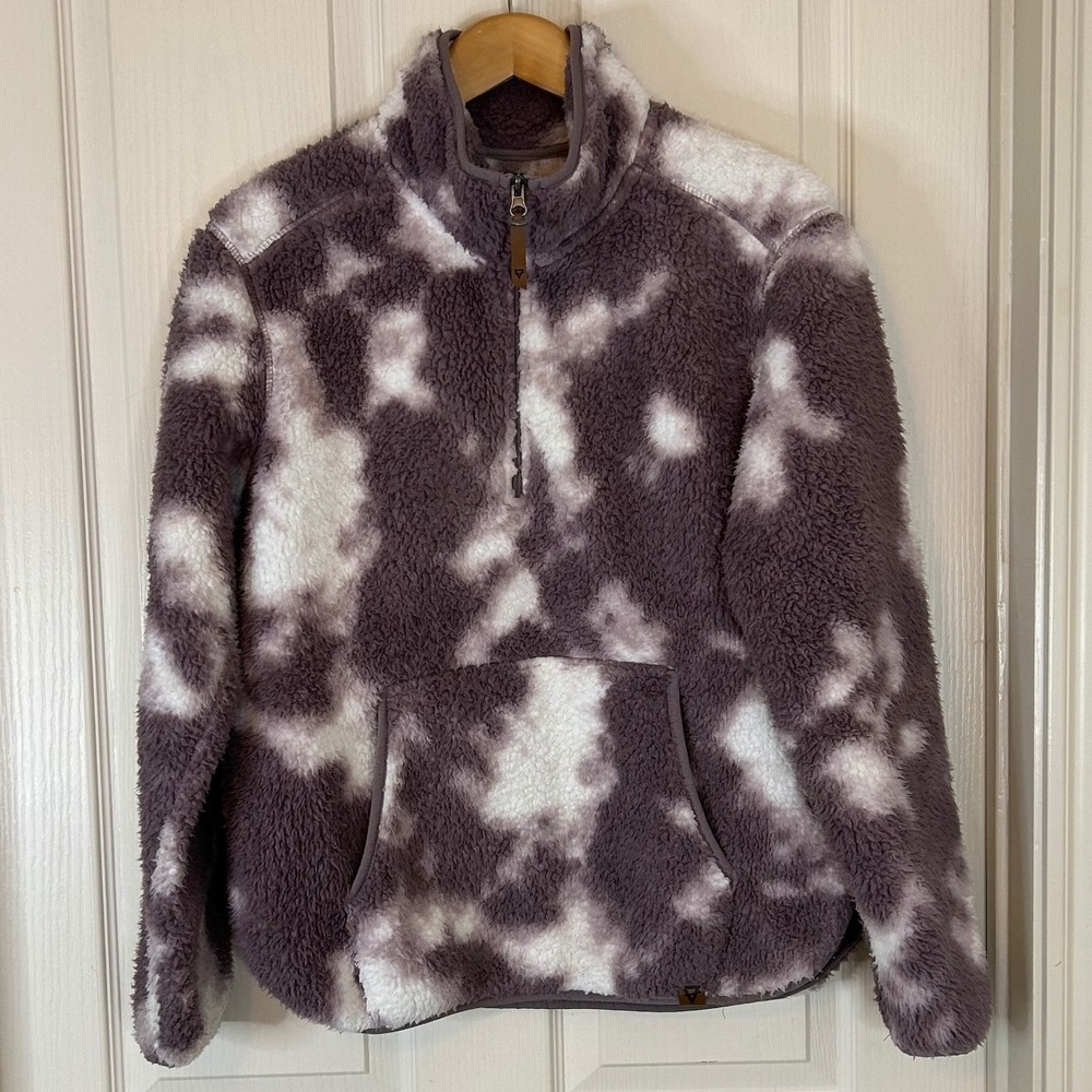LIV Outdoor Womens Fleece Pullover Purple Tie‎ Dye Quarter Zip Cozy Jacket
